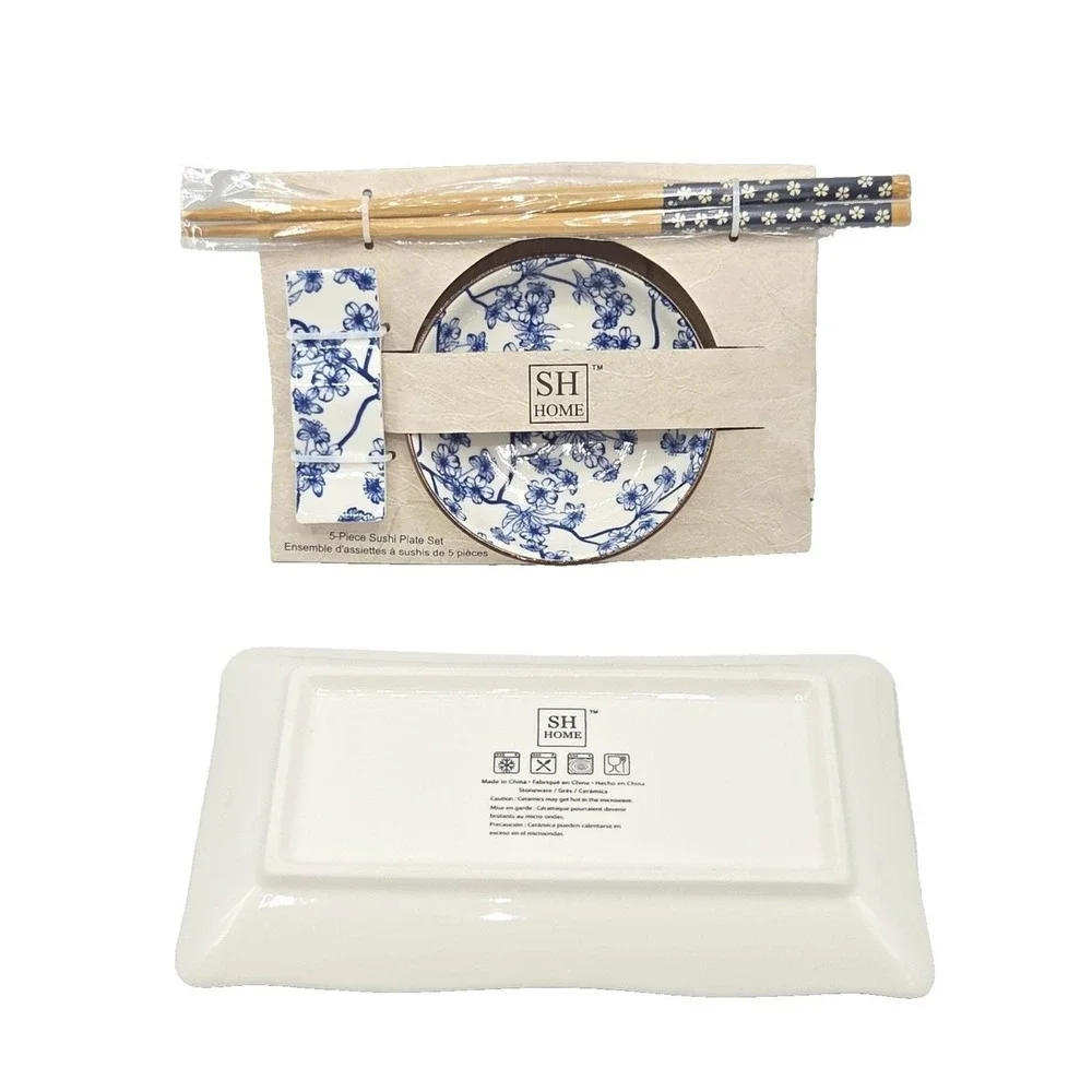 SH Home 5pc Cherry Blossom Sushi Plate Set 11